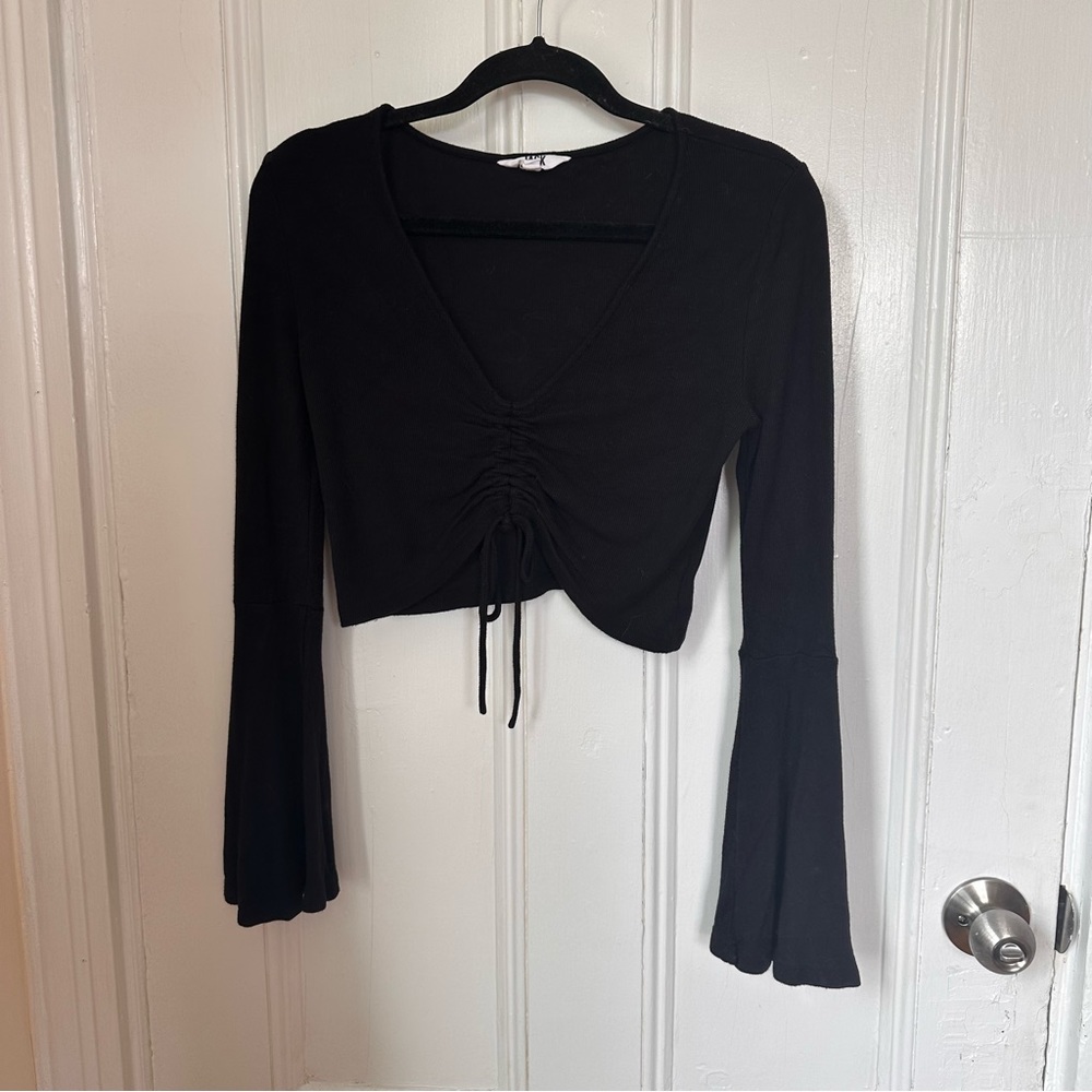 Jack by BB Dakota Leia Black Flounce Sleeve Crop Top - Picture 7 of 15